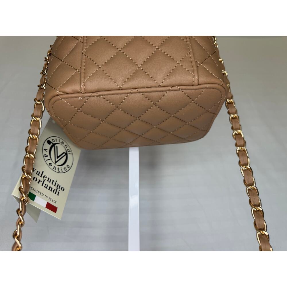 Valentino Orlandi Vittoria Vanity Box Bag Taupe Quilted Crossbody NWT - Picture 3 of 12